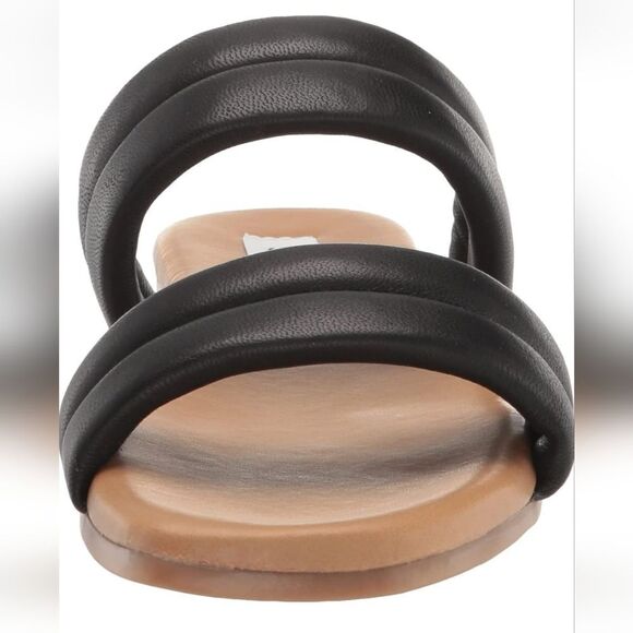 New Steve Madden Womens Wizen Black Leather Straps Sandal brown sole Slip On 8 - Picture 7 of 8